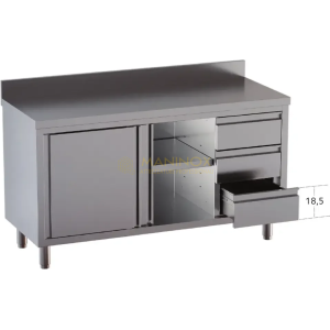 tavolo armadiato con cassetti e alzatina Tavolo armadiato con porte scorrevoli 3 cassetti a dx e alzatina