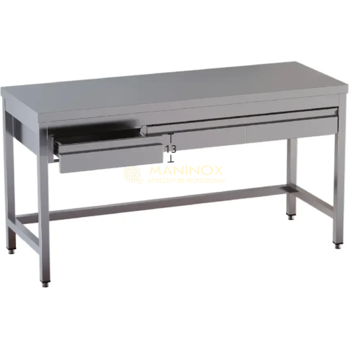 Tavolo su gambe con cassetti