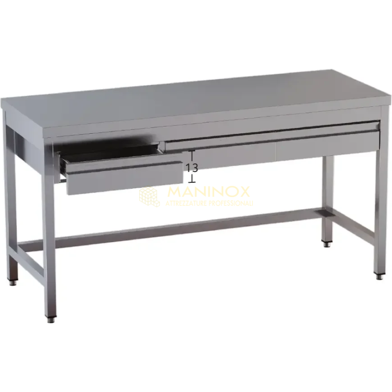 Tavolo su gambe con cassetti