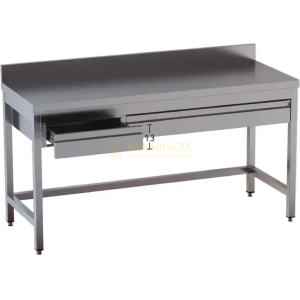 Tavolo su gambe con cassetti alzatina