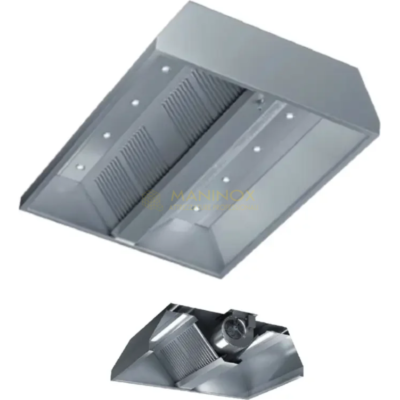 cappacub2 Cappa centrale serie 130 con motore e faretto Led.