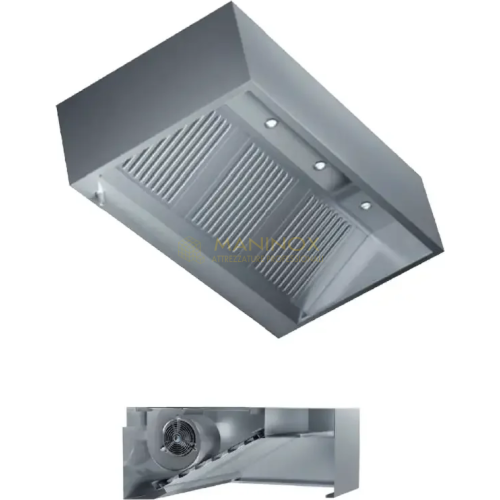 cubica2 Cappa cubica a parete serie 110 con motore e faretto Led.