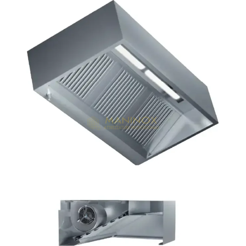 Cappa cubica a parete serie 110 con motore e luce Led.