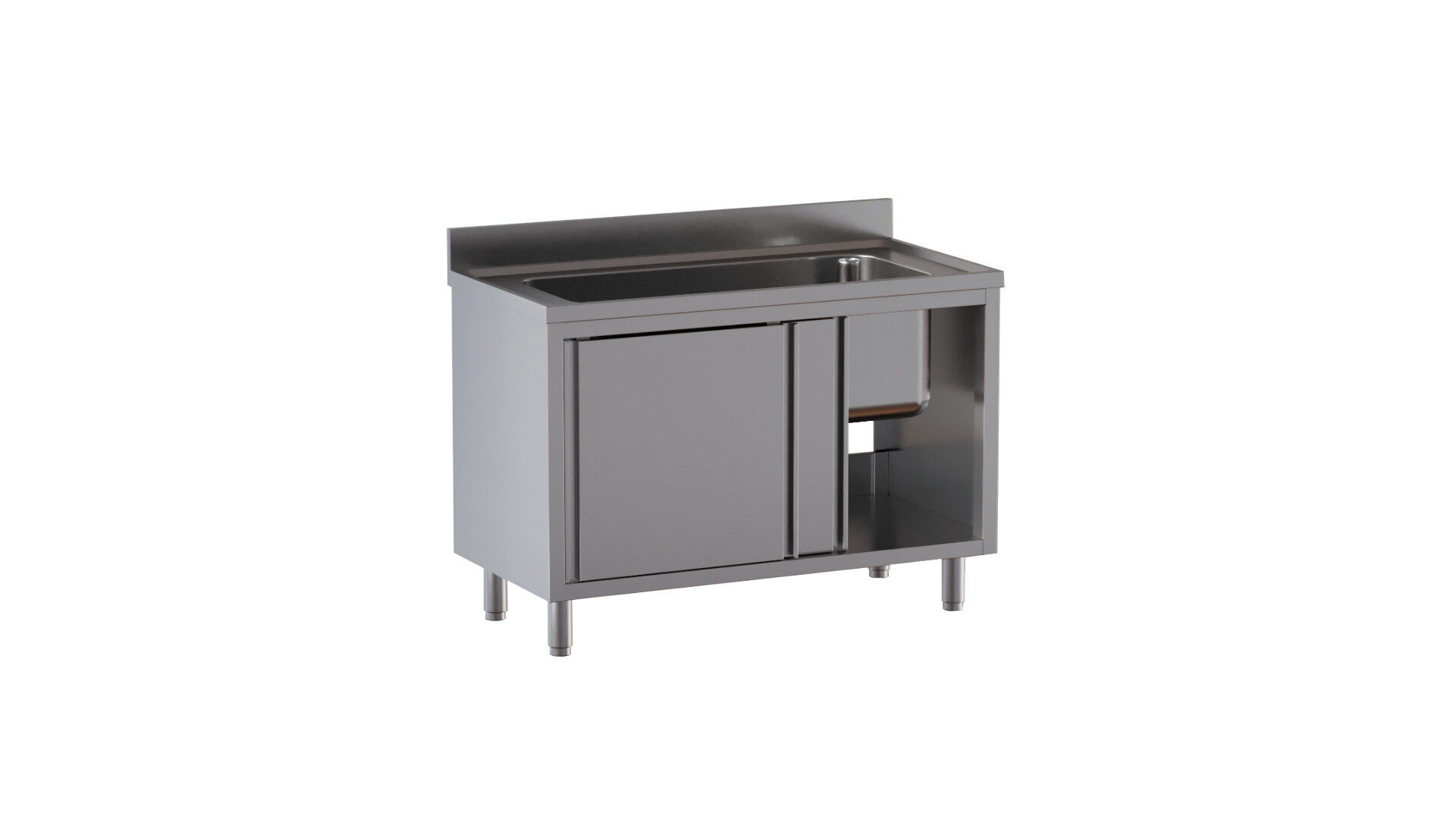 Lavello vasca unica armadiato ante scorrevoli con alzatina di 10 cm 