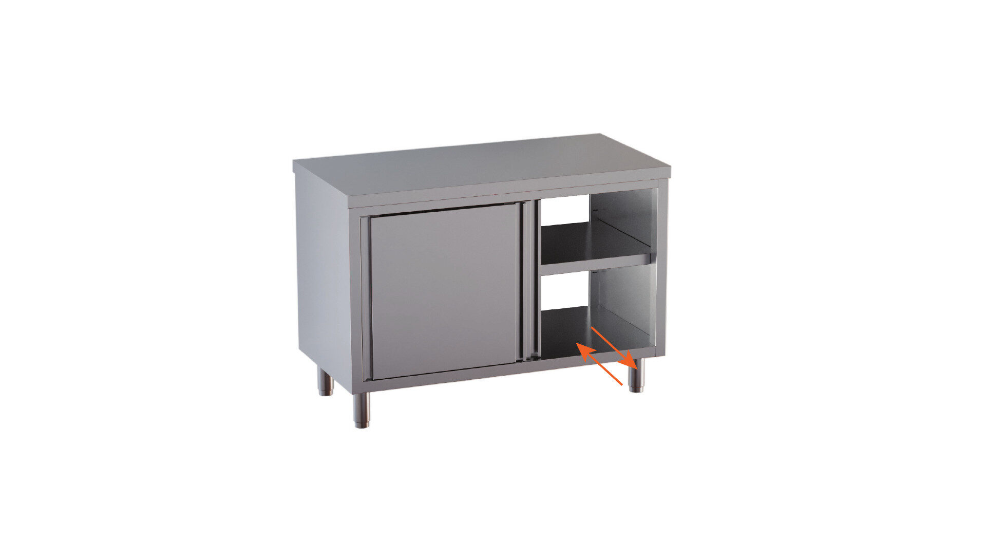 Tavolo armadiato passante con porte scorrevoli su due lati