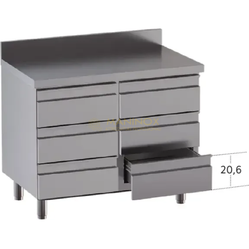 Cassettiera con 6 cassetti con alzatina