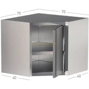 Pensile ad angolo con porta a battente e ripiano