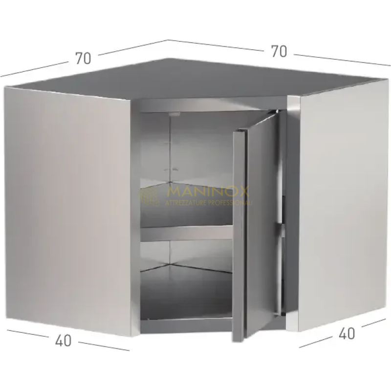 Pensile ad angolo con porta a battente e ripiano