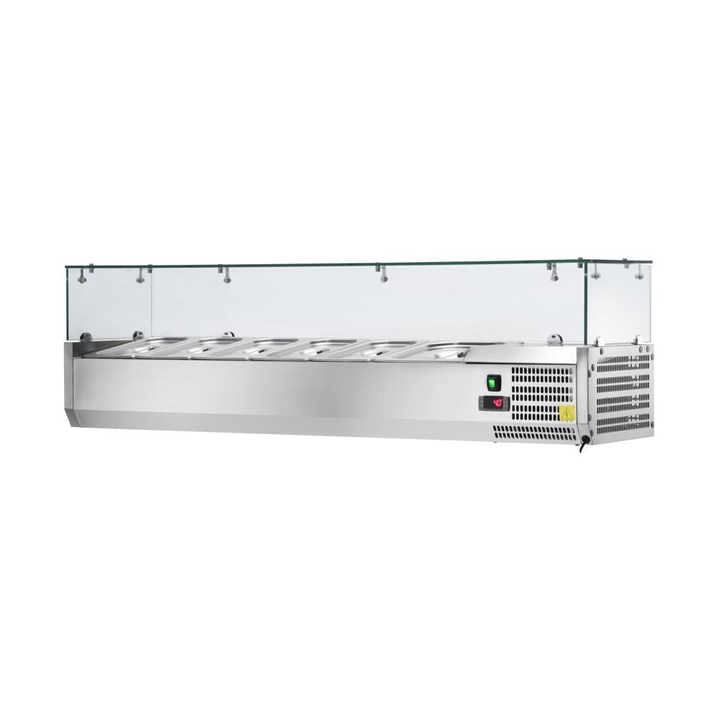 Vetrinetta refrigerata per pizzeria, 150 x 39.5 x 43.5 cm, -2 +8°C, acciaio inox.