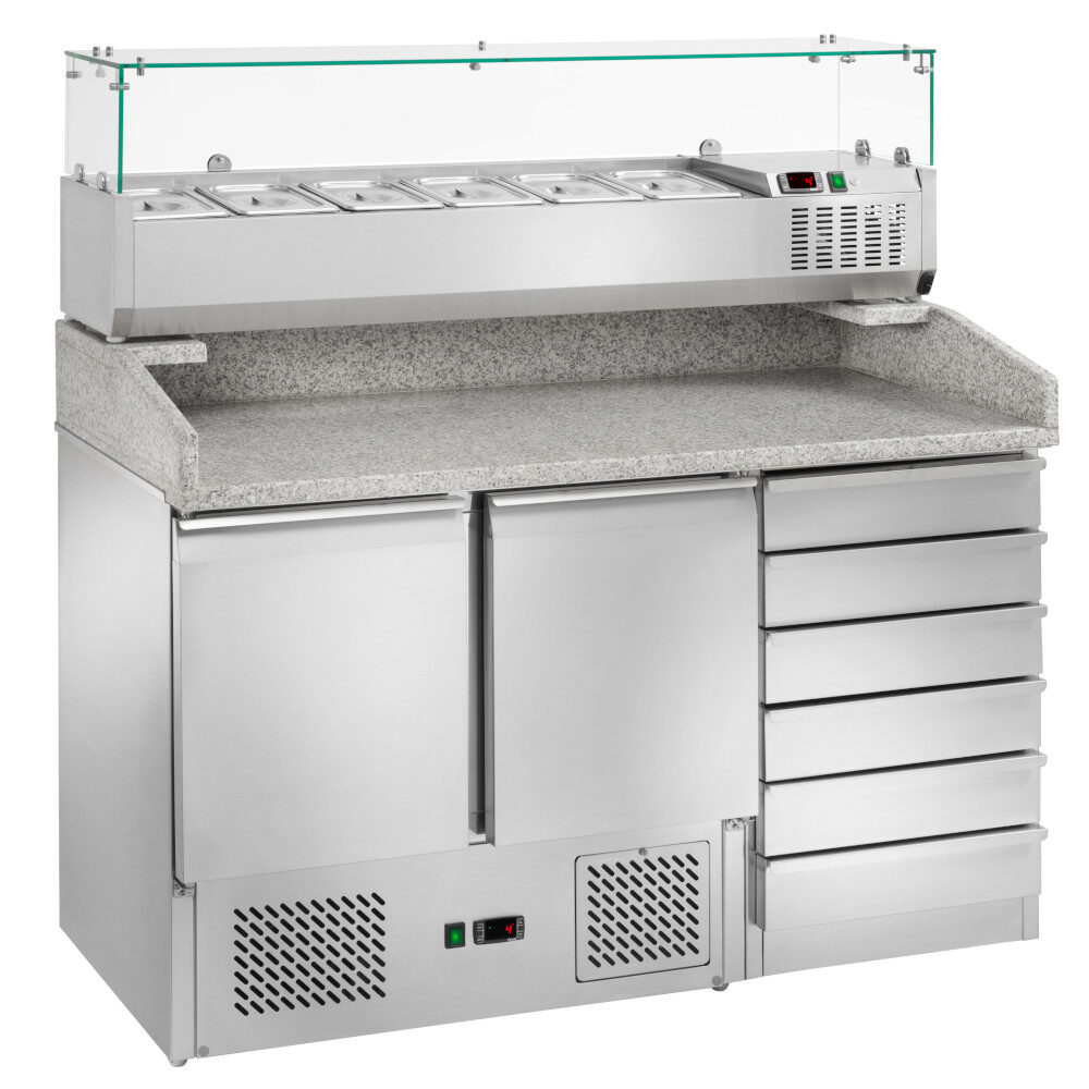 Saladette refrigerata per pizzeria GN1/1, 1420x700x1020 h, +2 +8 °C