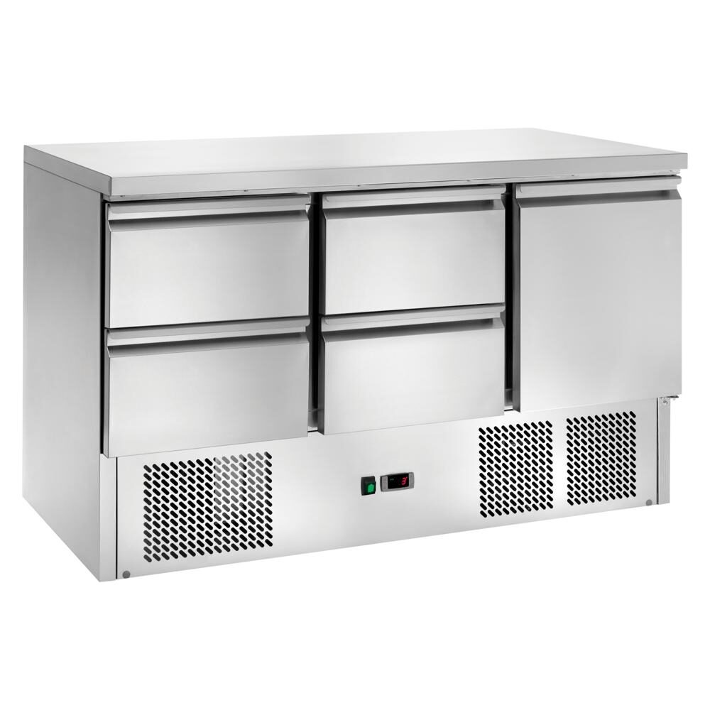Saladette refrigerata statica con cassetti, 1365x700x850h, +2 +8 °C