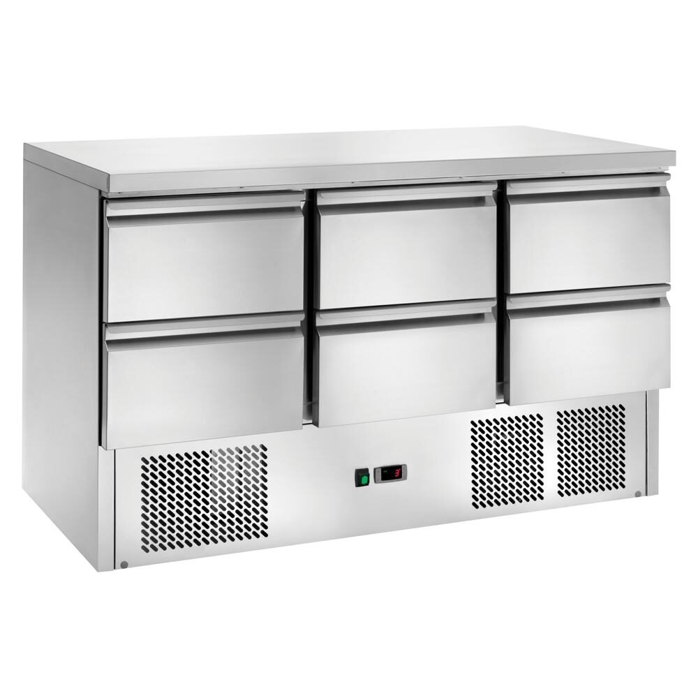 Saladette refrigerata statica con cassetti, 1365x700x850h, +2 +8 °C
