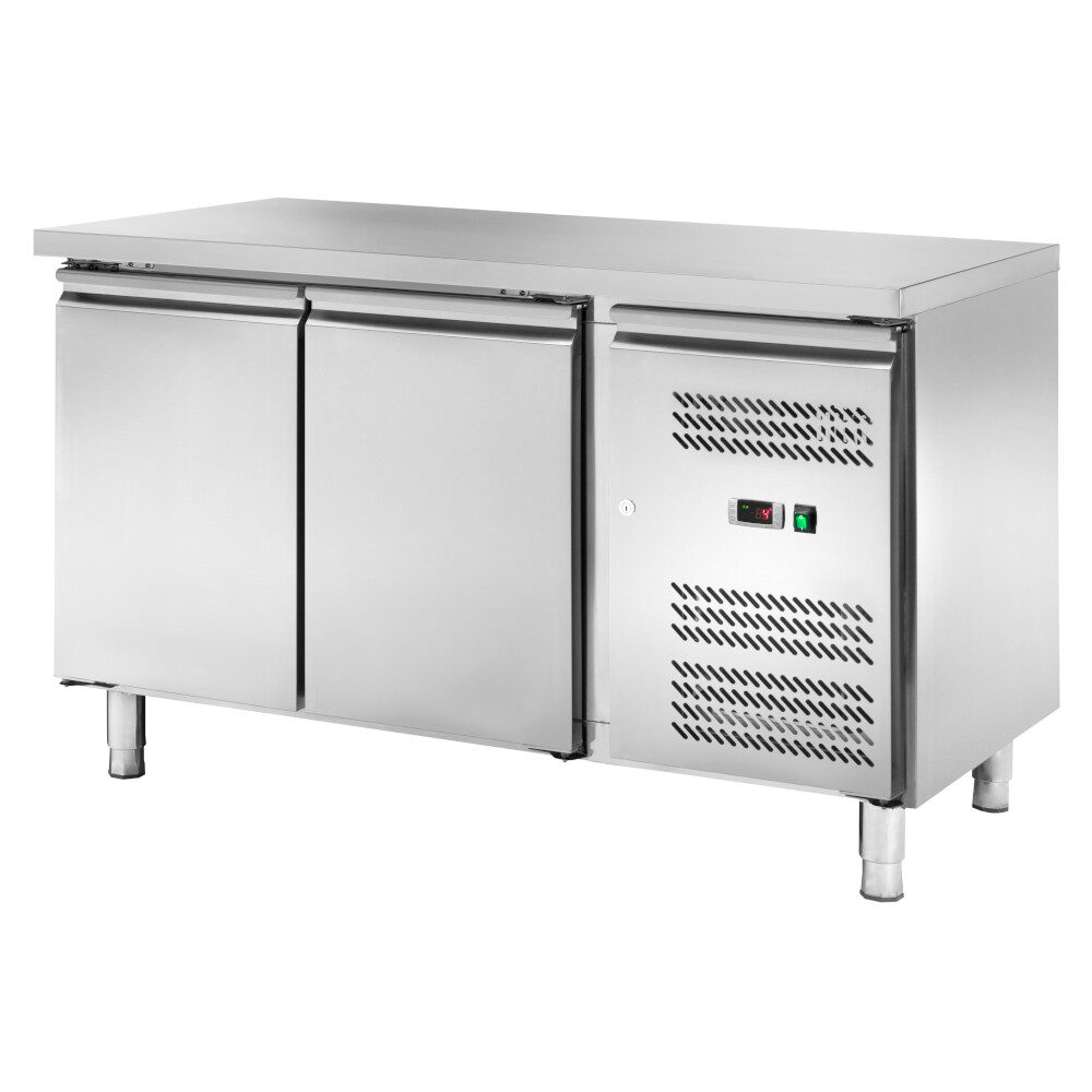 Banco refrigerato ventilato snack, 2 porte, profondità 60 cm, -2 +8 °C, acciaio inox.