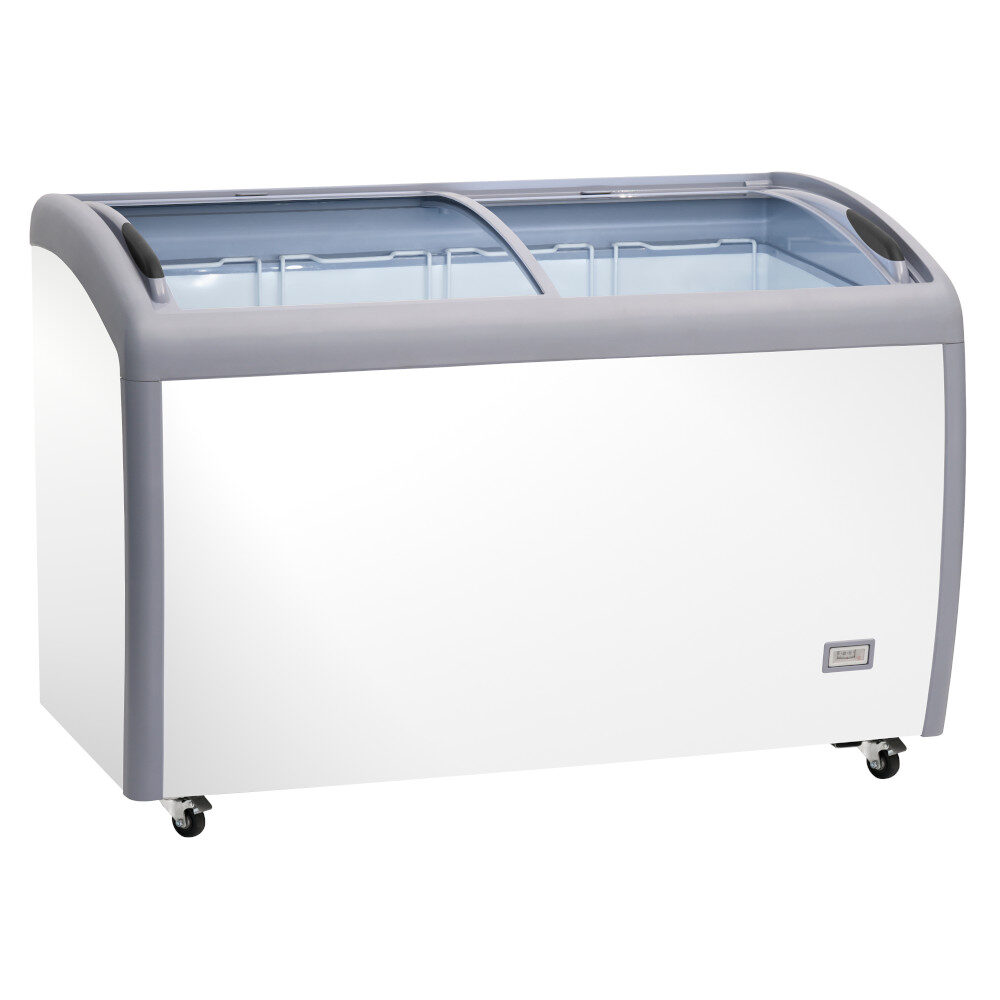 Congelatore/refrigeratore a pozzetto con porte a vetri, 1260x705x875h, 0 +8 / ≤ -18 °C, 2 porte a vetri.