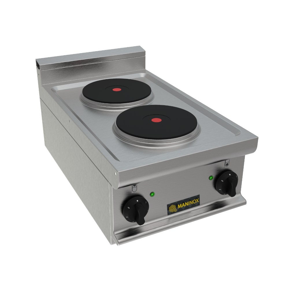 Cucina elettrica 2 piastre, 40x70x30.5h, 5.2 kW