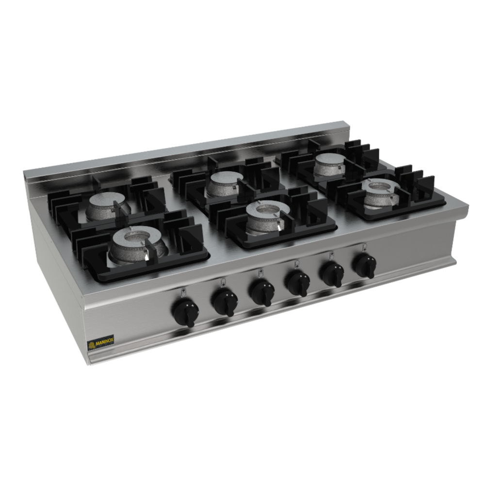 Cucina 6 fuochi, 120x70x30.5, 36 kW