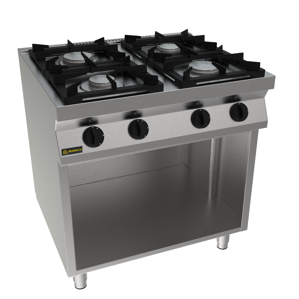 Cucina gas 4 fuochi, 80x70x850h, 19 kW