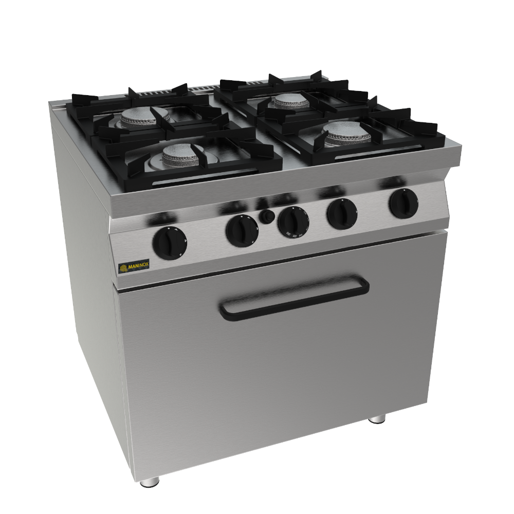 Cucina gas 4 fuochi con forno, 80x70x850h, 26.9 kW
