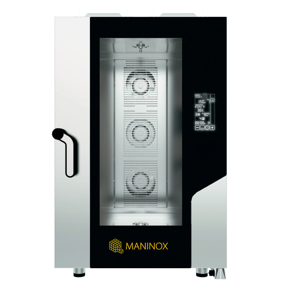 Forno a gas combinato convezione vapore 11 teglie 1/1 GN con pannello digitale touch