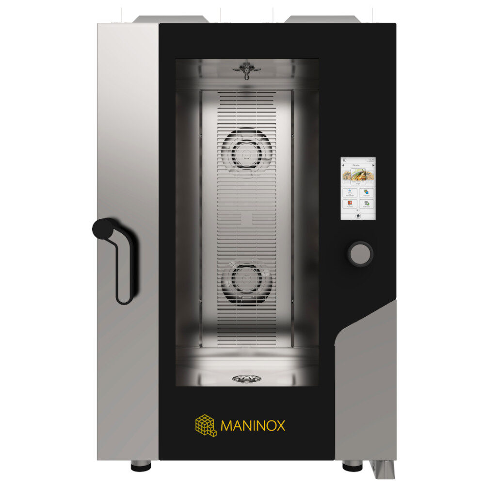 Forno a gas combinato convezione vapore 11 teglie 1/1 GN con pannello elettromeccanico