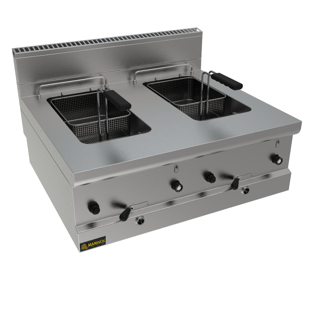 Friggitrice a gas 2 vasche, 80x70x30.5, 13.2 kW