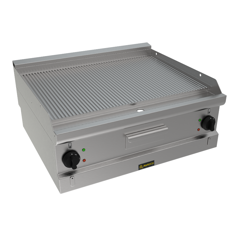 Fry top rigato elettrico, 80x70x30.5h, 10.8 kW