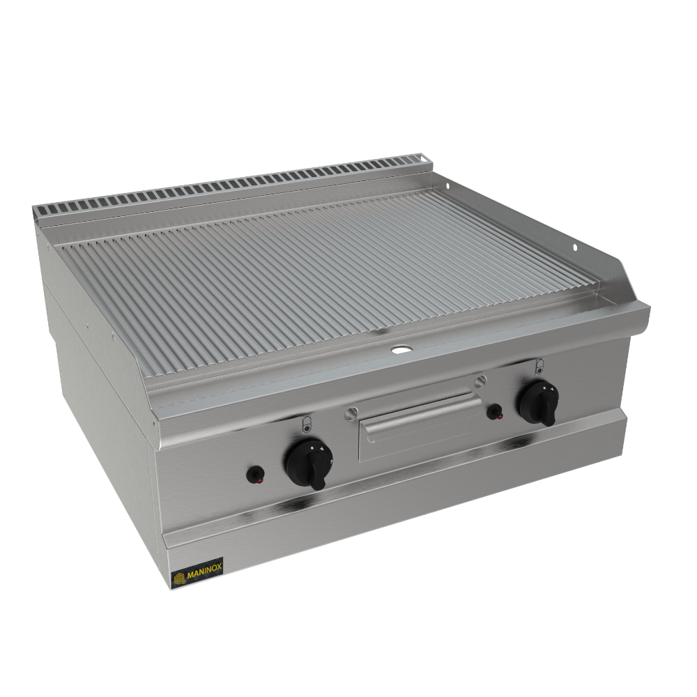 Fry top rigato a gas 70x70x30.5h, 12 kW