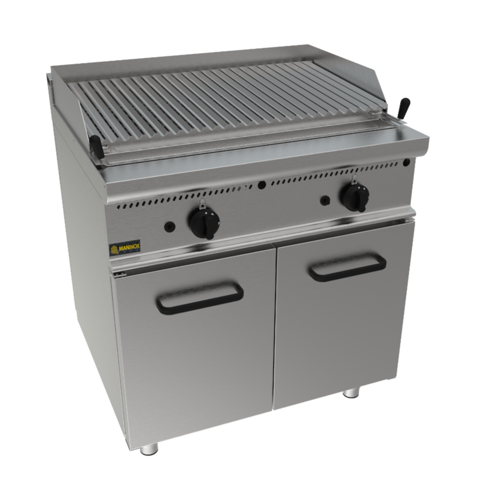 Griglia a pietra lavica a gas armadiata, 80x70x85h, 16 kW