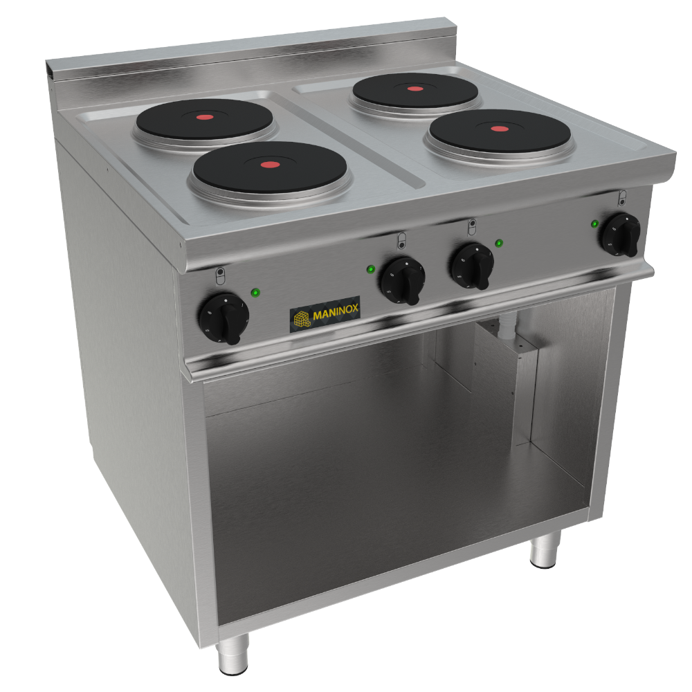 Cucina elettrica armadiata 4 piastre, 80x70x85h, 10.4 kW