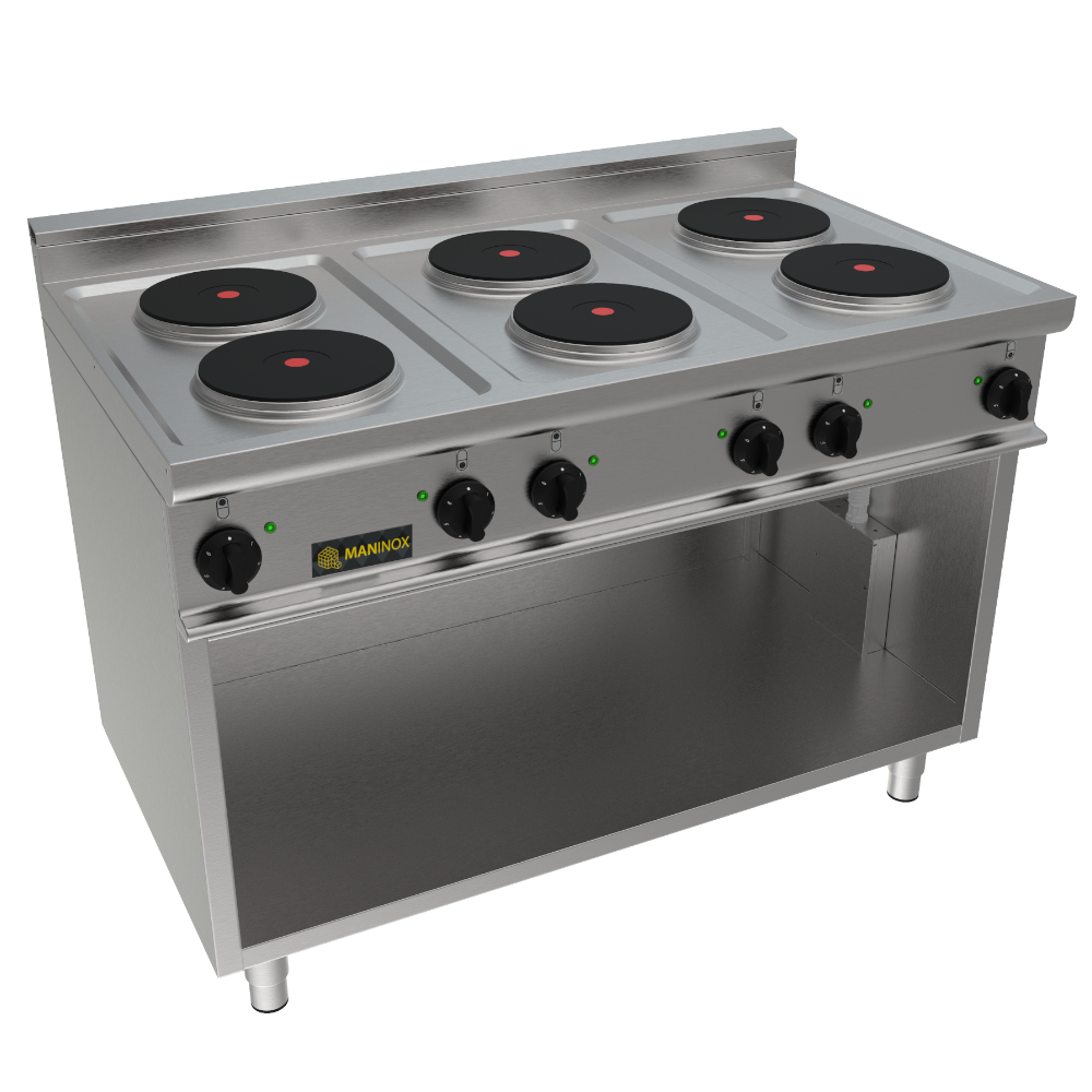 Cucina elettrica armadiata 6 piastre, 120x70x85h, 15.6 kW