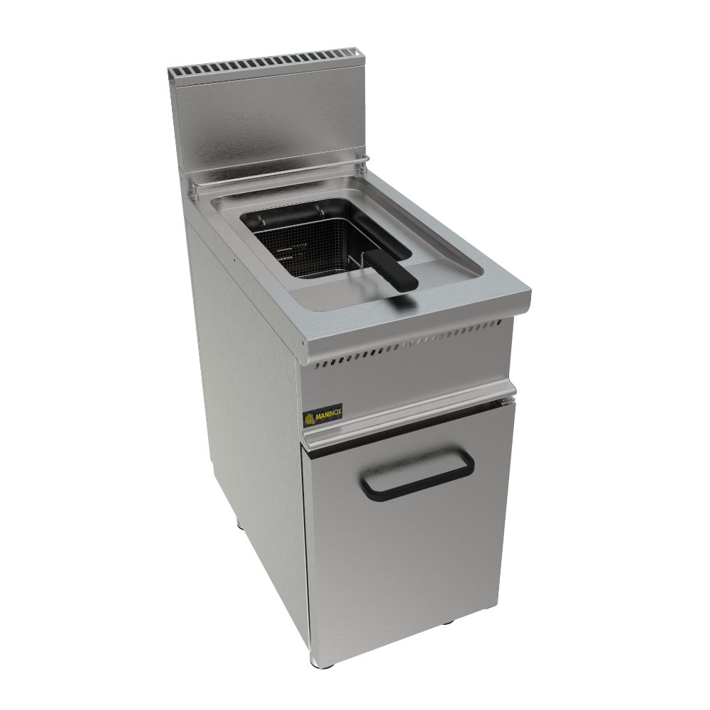 Friggitrice a gas 1 vasca armadiata, 40x70x85h, 11.2 kW, 13 L