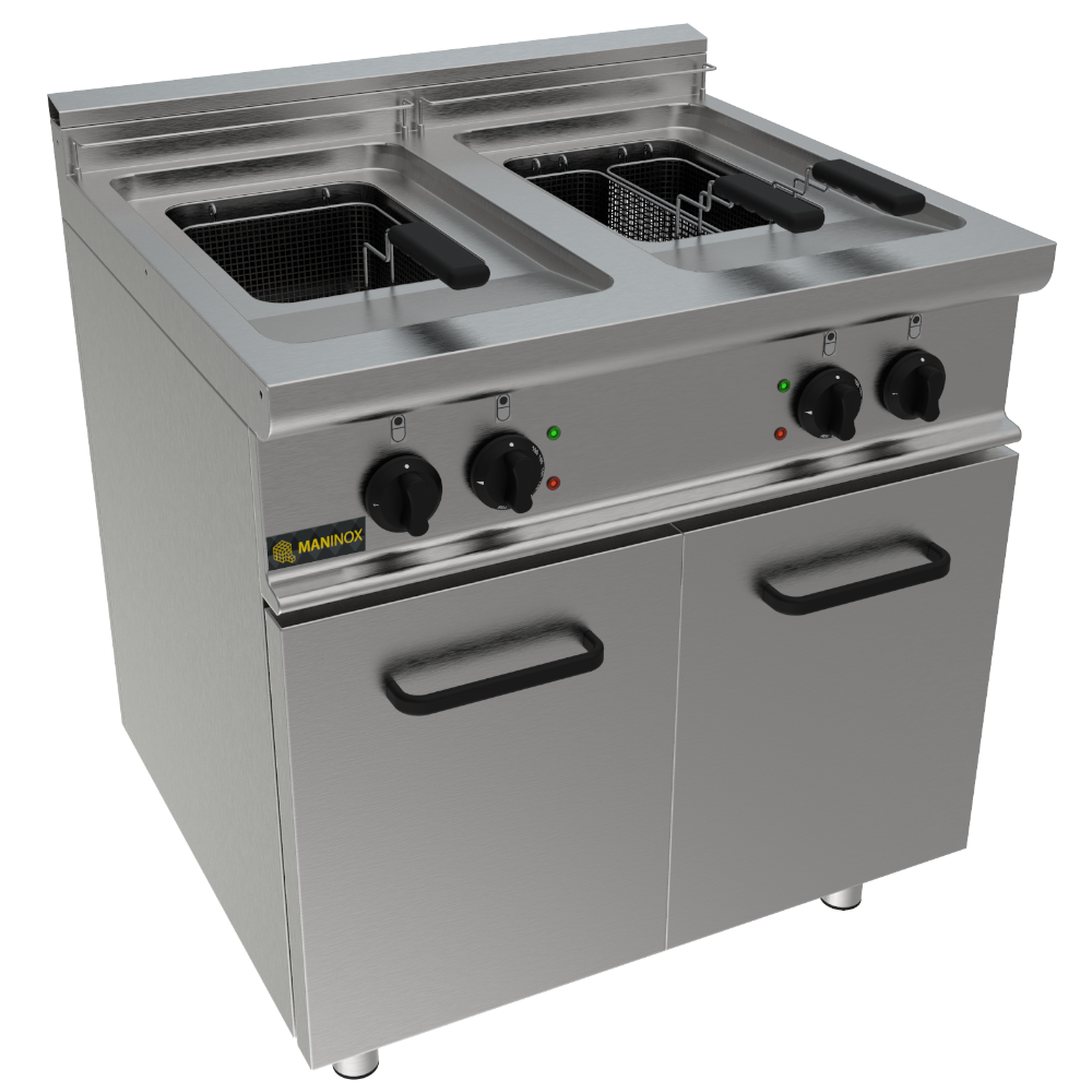 Friggitrice elettrica 2 vasche armadiata, 80x70x85h, 24 kW, 13+13 L