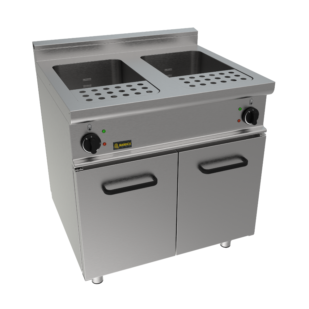 Cuocipasta elettrico 2 vasche armadiato, 80x70x85h, 14 kW, 28+28 L