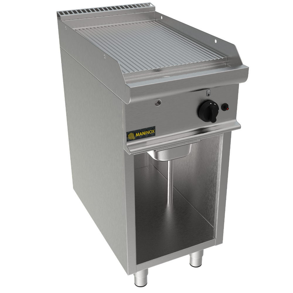 Fry top rigato a gas, 40x70x85h, 6 kW