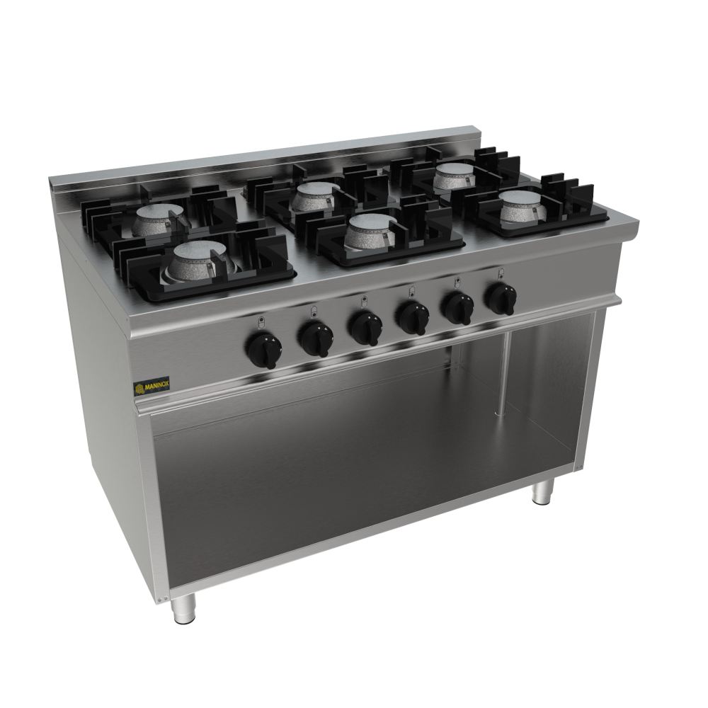 Cucina a gas 6 fuochi, 105x70x85h, 27 kW