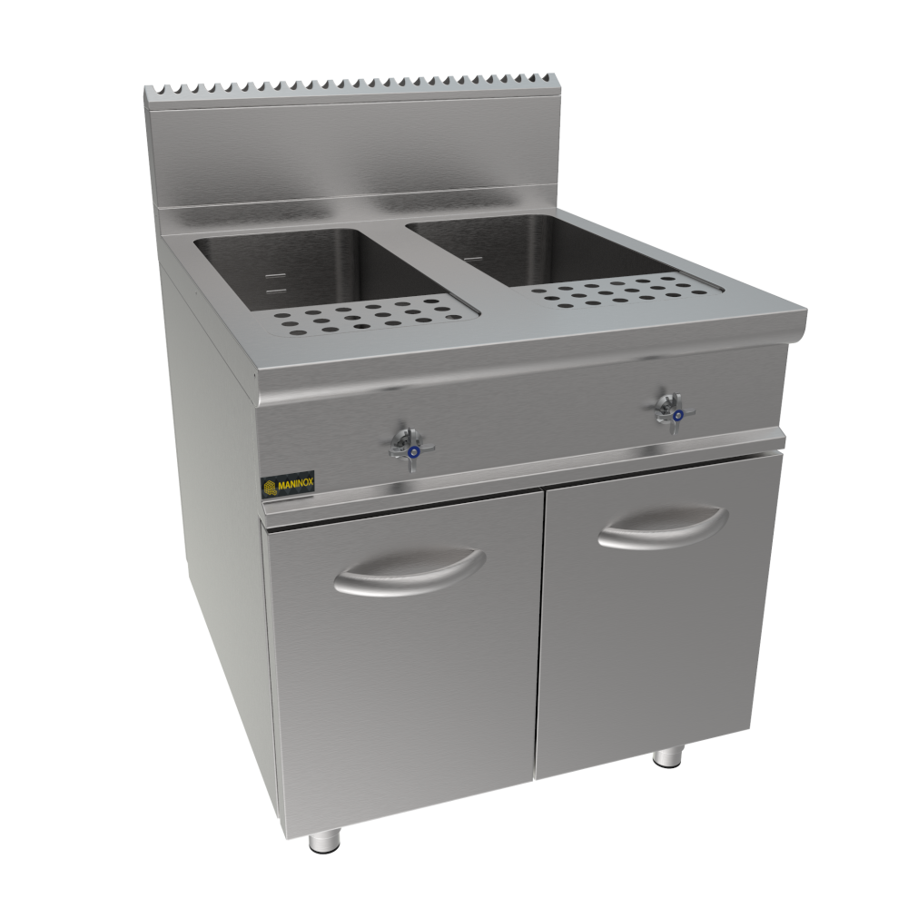 Cuocipasta a gas 2 vasche armadiato, 80x90x85h, 30 kW, 40+40 L