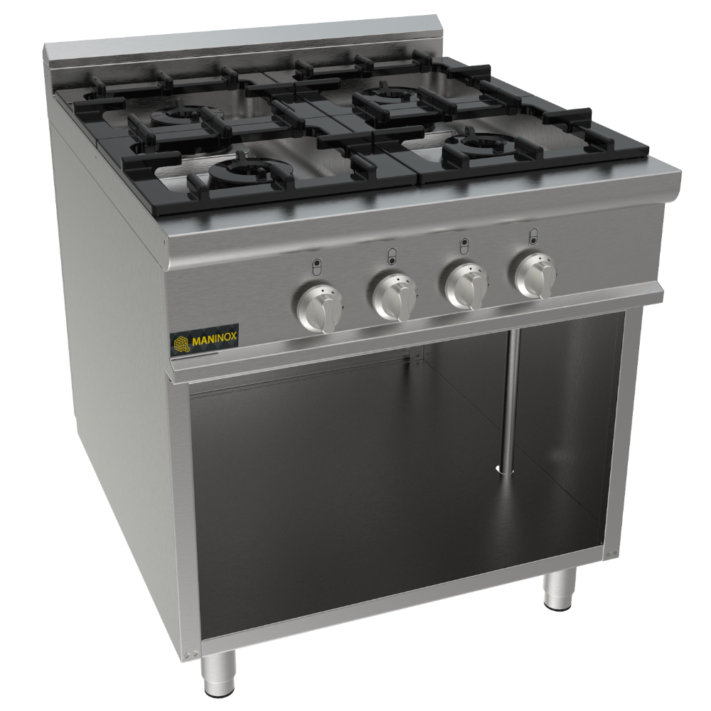 Cucina a gas 4 fuochi, 80x90x85h, 29.6 kW