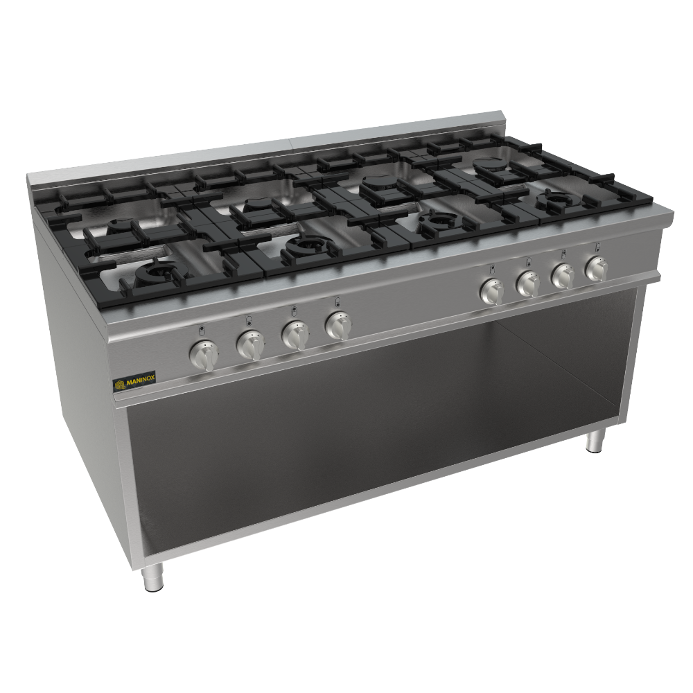 Cucina a gas 8 fuochi, 160x90x85h, 41.8 kW