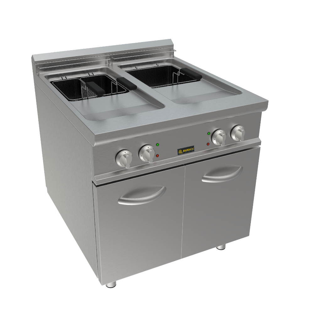 Friggitrice elettrica 2 vasche armadiata, 80x90x85h, 33 kW, 17+17 L