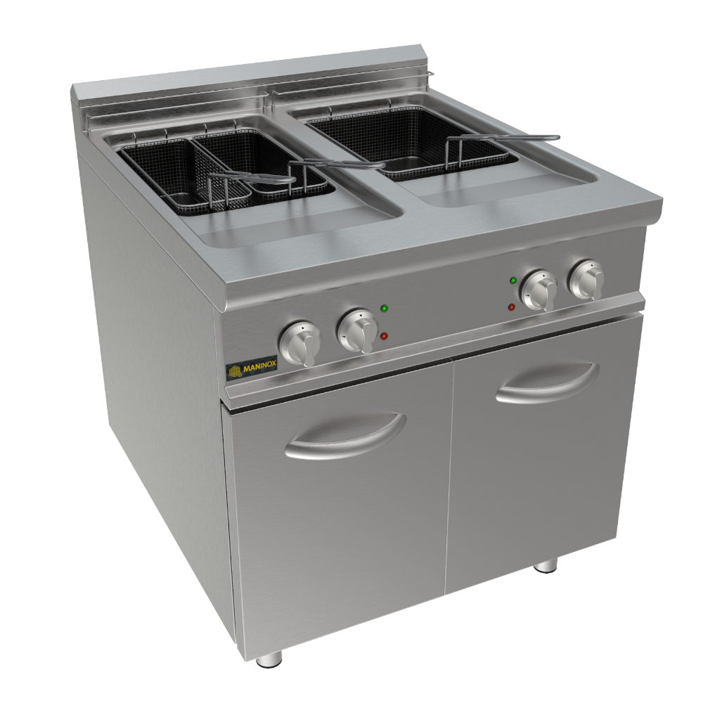 Friggitrice elettrica 2 vasche armadiata, 80x90x85h, 40 kW, 21+21 L