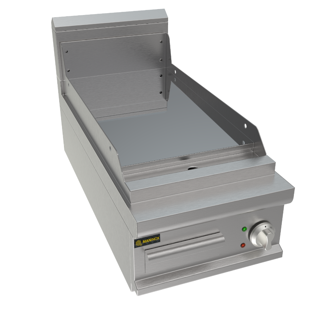 Fry top liscio elettrico piastra cromata, 40x90x27.5h, 6 kW