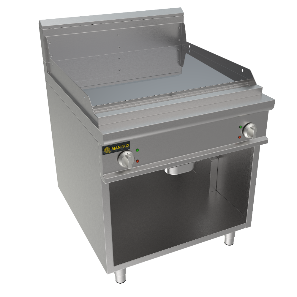 Fry top liscio elettrico piastra cromata, 80x90x85h, 12 kW