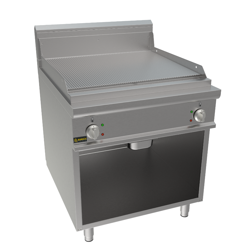 Fry top rigato elettrico, 80x90x85h, 12 kW
