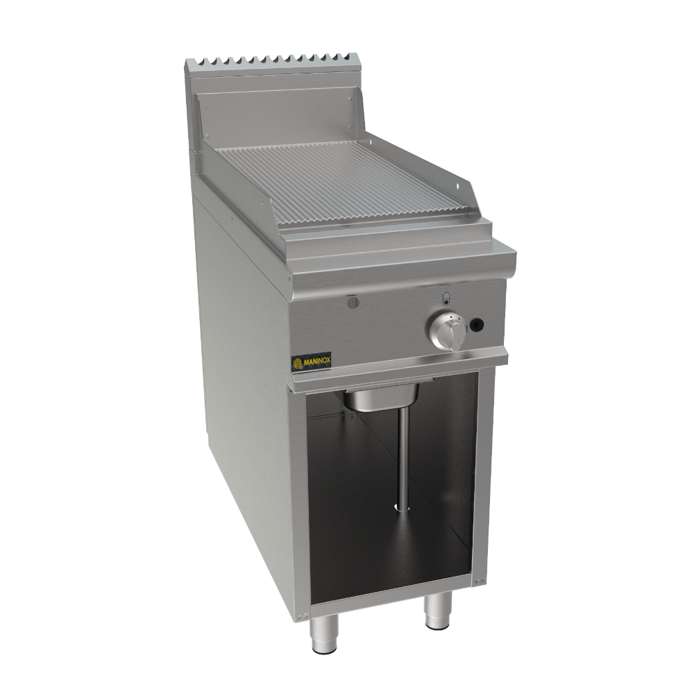 Fry top rigato a gas, 40x90x85h, 6.9 kW