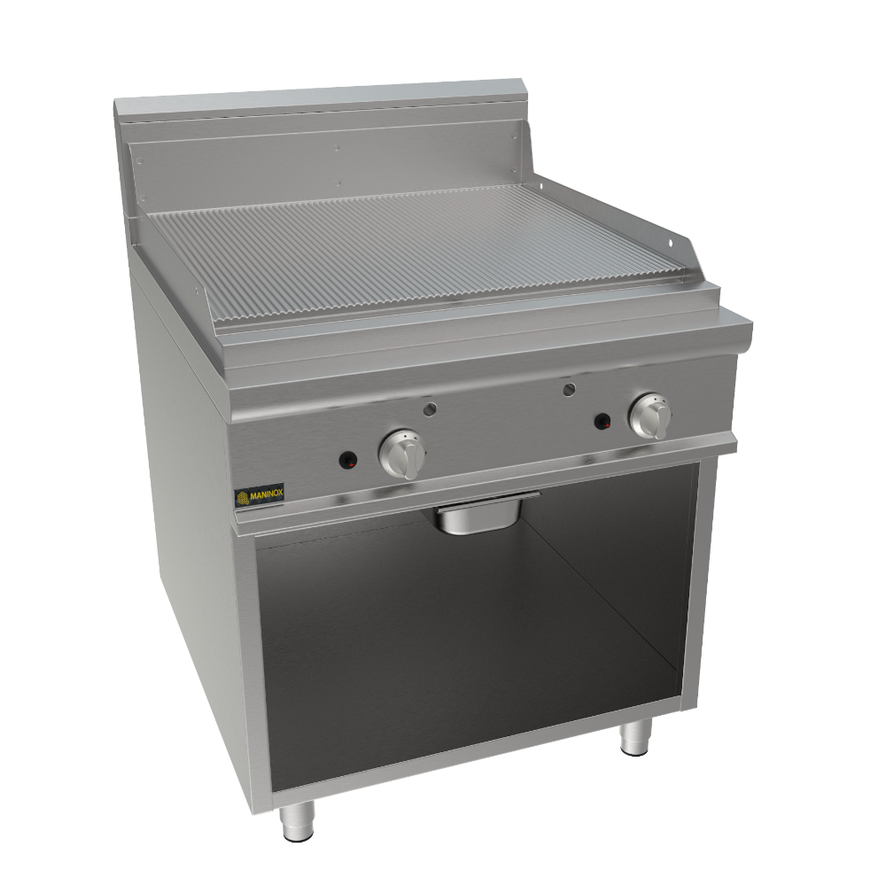 Fry top rigata a gas, 80x90x85h, 13.8 kW