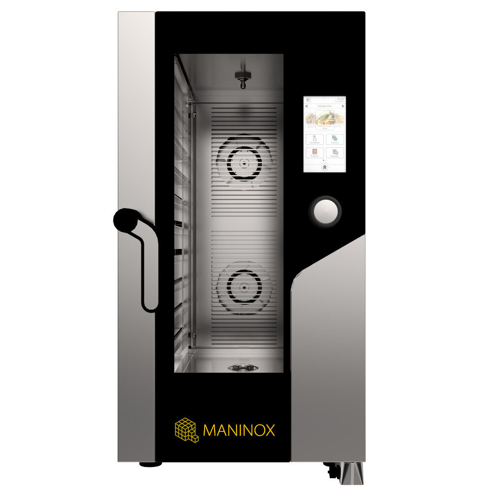 Forno elettrico combinato convezione vapore 10 teglie 1/1 GN compatto con boiler e touch screen