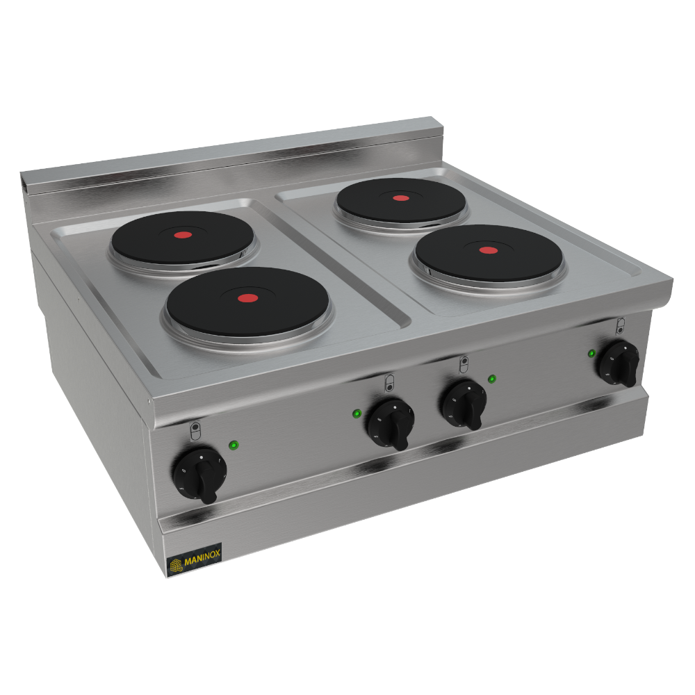 Cucina elettrica 4 piastre, 80x70x30.5h 10.4 kW