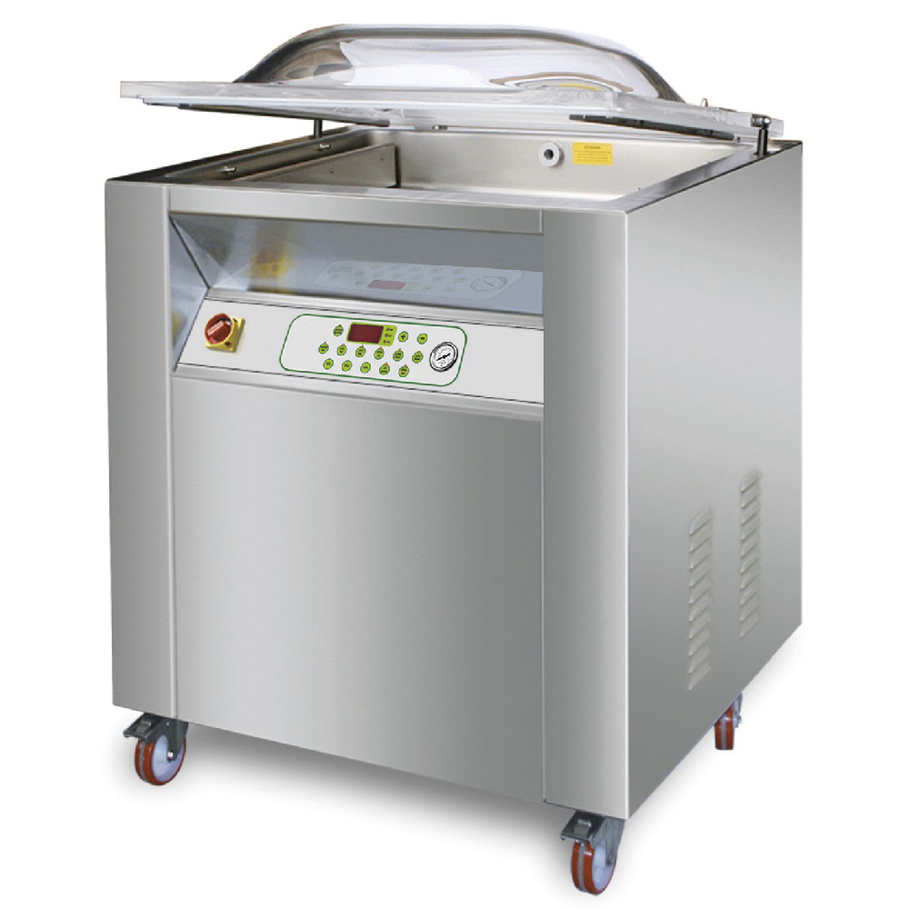 Macchina sottovuoto Macchina sottovuoto a campana carrellata serie top, trifase, barra saldante 2x700 mm