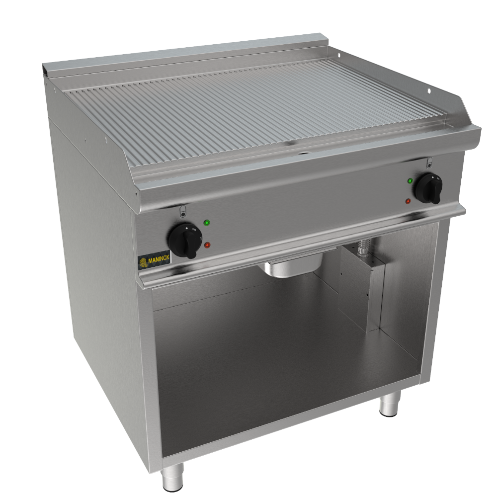 Fry top rigato elettrico, 70x70x85h, 10,8 kW