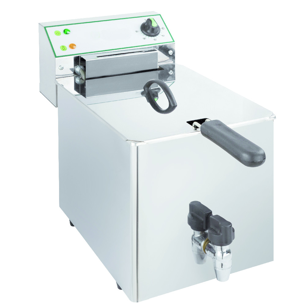 Friggitrice da banco, trifase, 265x520/650x360h, 12L con rubinetto di sicurezza